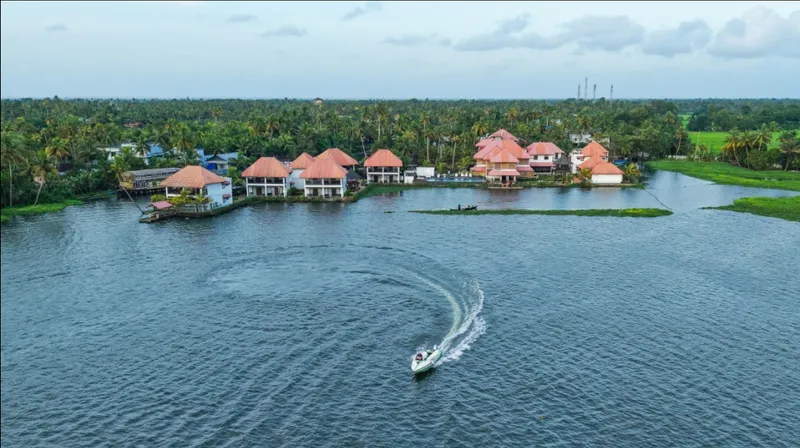 Paloma Backwater Resorts swimming pool directly beside backwater canal