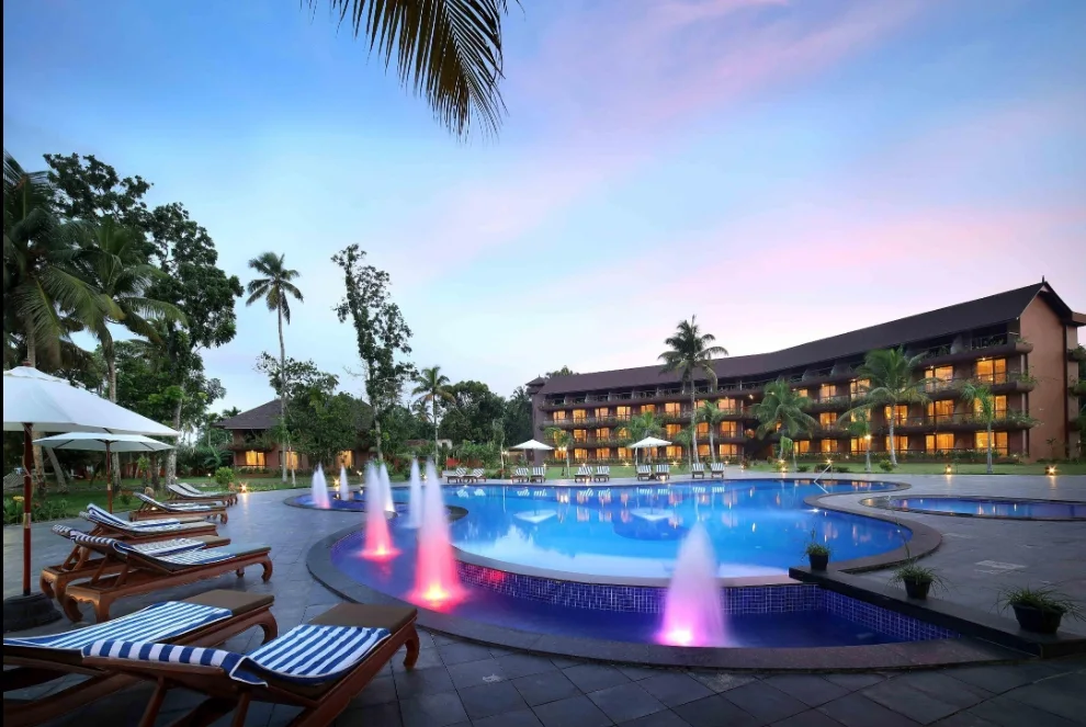 Exterior facade and entrance of Uday Backwater Resort in Alleppey