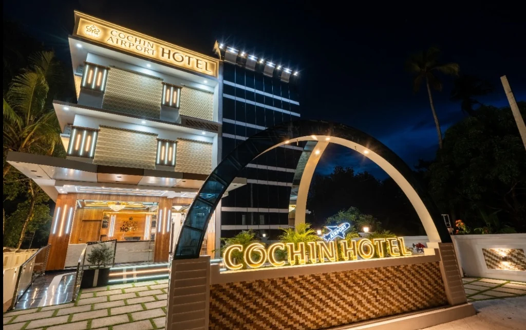 Exterior facade and entrance of Cochin Airport Hotel in Cochin Airport