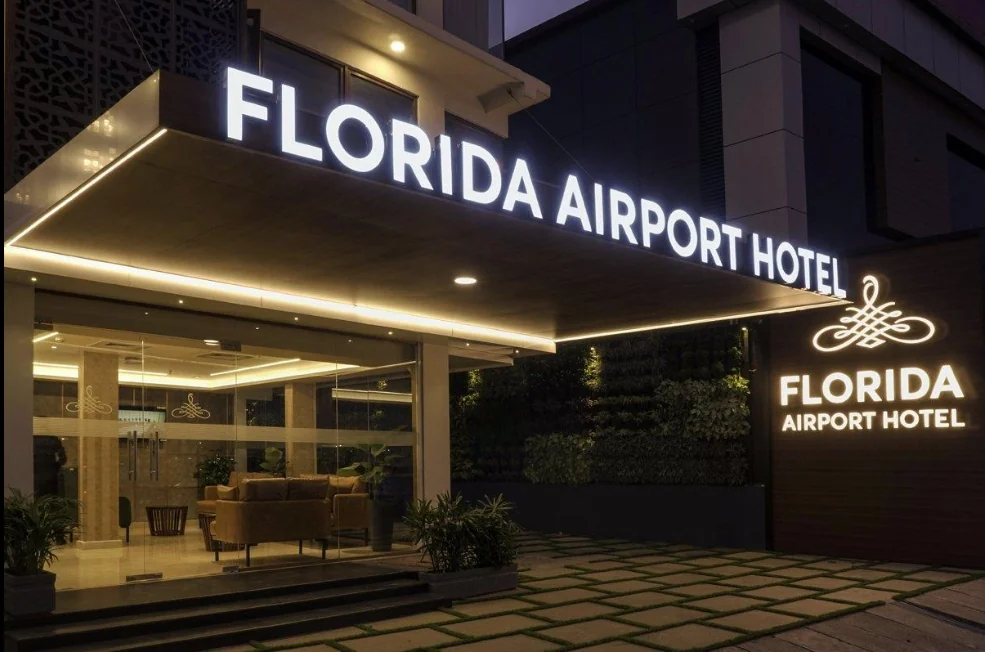 Exterior facade and entrance of Florida Airport Hotel in Cochin Airport
