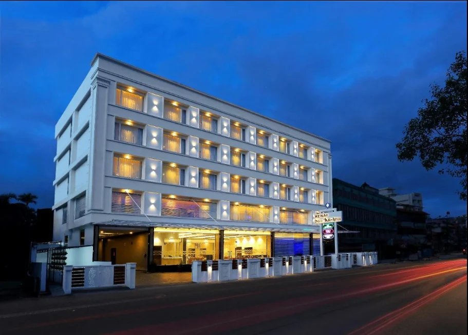 Exterior facade and entrance of The Renai Sreekrishna in Guruvayur