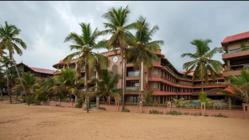Exterior facade and entrance of Uday Samudra Leisure Beach Hotel & Spa in Kovalam
