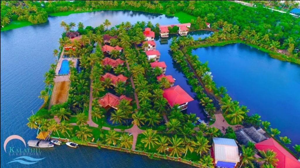 Exterior facade and entrance of Kalathil Lake Resort in Kumarakom