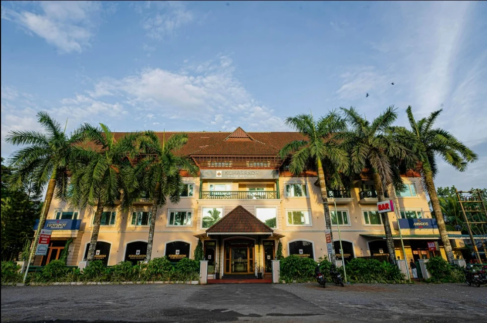 Exterior facade and entrance of Kumarakom Park Resort in Kumarakom