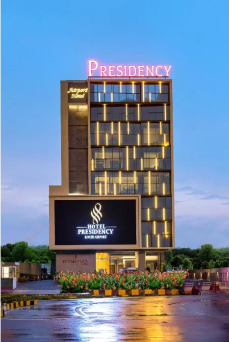 Exterior facade and entrance of Hotel Presidency in Kochi