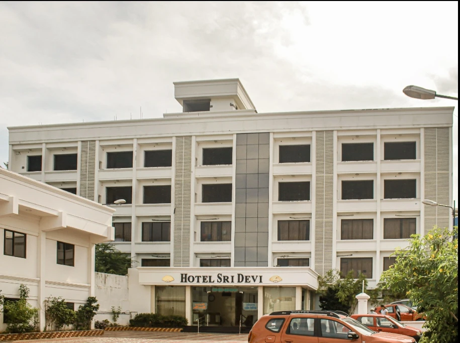 Exterior facade and entrance of Hotel Sreedevi in Kanyakumari
