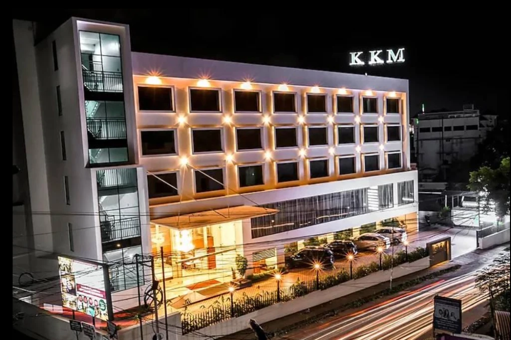 Exterior facade and entrance of KKM International in Trivandrum