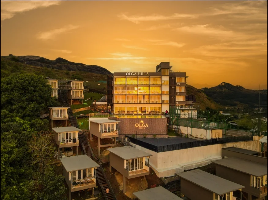 Exterior facade and entrance of Olga Resorts & Spa in Vagamon