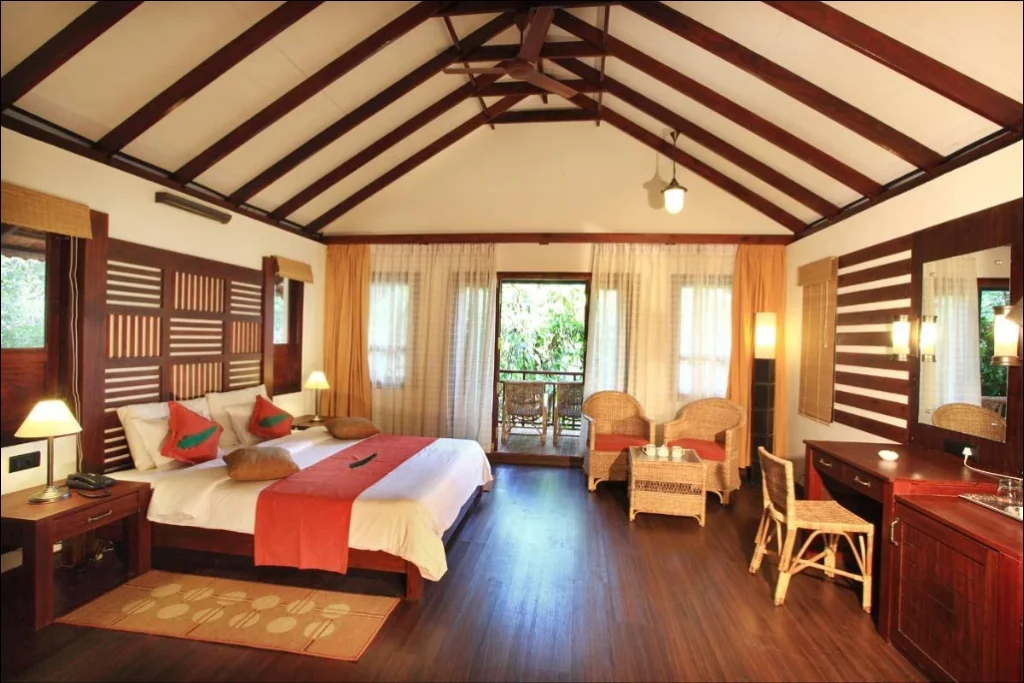 Exterior facade and entrance of Vythiri Village Resort in Wayanad